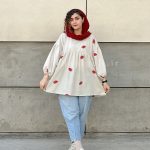 مانتو لینن مدل توت فرنگی حانی گلی
