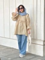 مانتو عروسکی مدل گندم حانی گلی - تصویر 4