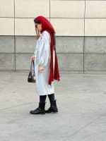 پیراهن پاییزه زمستانه بلند مدل ابری حانی گلی - تصویر 5