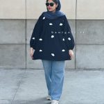 مانتو کبریتی عروسکی مدل ابری سرمه ای حانی گلی