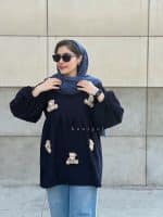 مانتو کبریتی عروسکی مدل تدی سرمه ای حانی گلی - تصویر 3