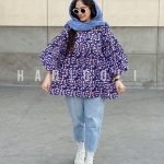 مانتو عروسکی مدل بهار سرمه ای حانی گلی