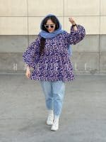 مانتو عروسکی مدل بهار سرمه ای حانی گلی - تصویر 5