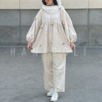 مانتو لینن مدل گل رز کوتاه حانی گلی