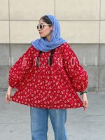 مانتو  عروسکی مدل یاقوت حانی گلی قد 70 - تصویر 4