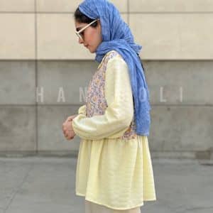 مانتو تابستانی زنانه مدل آفتاب زرد لیمویی نخ خنک