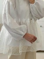 مانتو عروسکی مدل پرنسس (یقه ب ب، توری برجسته، زیره تترون سفید) - تصویر 5