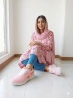 کفش ورزشی زنانه طرح ریباک صورتی (زیره PU سفید بدون تغییر رنگ) - تصویر 6