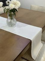ست زیر بشقابی و رانر رومیزی متقال «سفید آرامش» | Hanigoli White Calm Set - تصویر 2