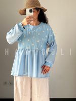 مانتو عروسکی بابونه مدل "دنیز" (آبی آسمانی) - خنک و تابستانه - تصویر 4