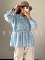 مانتو عروسکی بابونه مدل "دنیز" (آبی آسمانی) - خنک و تابستانه - تصویر 3