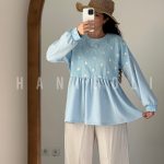 مانتو عروسکی بابونه مدل "دنیز" (آبی آسمانی) - خنک و تابستانه