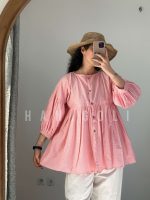 مانتو نخی عروسکی مدل خاتون (صورتی خالخالی) - خنک و ترندی - تصویر 5