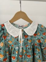 پیراهن بچه گانه دخترانه نخی ترک طرح روباهی برند HG Kids - تصویر 6