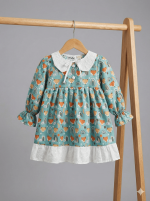 پیراهن بچه گانه دخترانه نخی ترک طرح روباهی برند HG Kids - تصویر 3