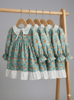 پیراهن بچه گانه دخترانه نخی ترک طرح روباهی برند HG Kids - تصویر 4