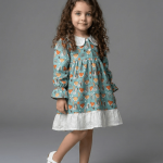پیراهن بچه گانه دخترانه نخی ترک طرح روباهی برند HG Kids