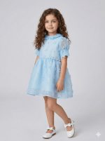 پیراهن عروسکی بچه گانه دخترانه حریر مدل رویای آبی (برند HG Kids) - تصویر 3