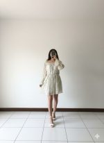 پیراهن کوتاه عروسکی حریر مدل دالیا (برند HG LUX) - آستین بلند کش‌دوزی - تصویر 6