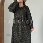 مانتو بلند نخی گلدار حانی گلی | سبز تیره یقه گرد | مناسب شیردهی و تابستان