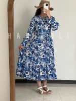 پیراهن بلند مجلسی گلدار آبی ویکتوریایی | برند اچ جی لوکس (HG Lux) - تصویر 5