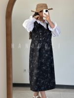 سارافون مشکی طرح‌دار و شومیز سفید فری سایز ست ترند ۲۰۲۶ | برند حانی گلی | کیفیت تضمینی - تصویر 3