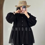 مانتو عروسکی مدل پرنسس مشکی(یقه ب ب، توری برجسته، زیره تترون )