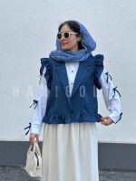 ست شومیز، وست و دامن مدل نیل آبی حانی گلی - خاص، لوکس - تصویر 2
